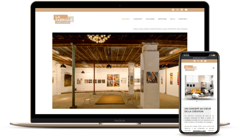 site web pour La Fabrique Artiste