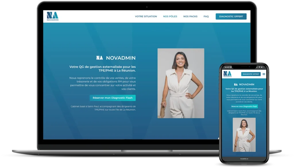 Maquette du site internet Novadmin